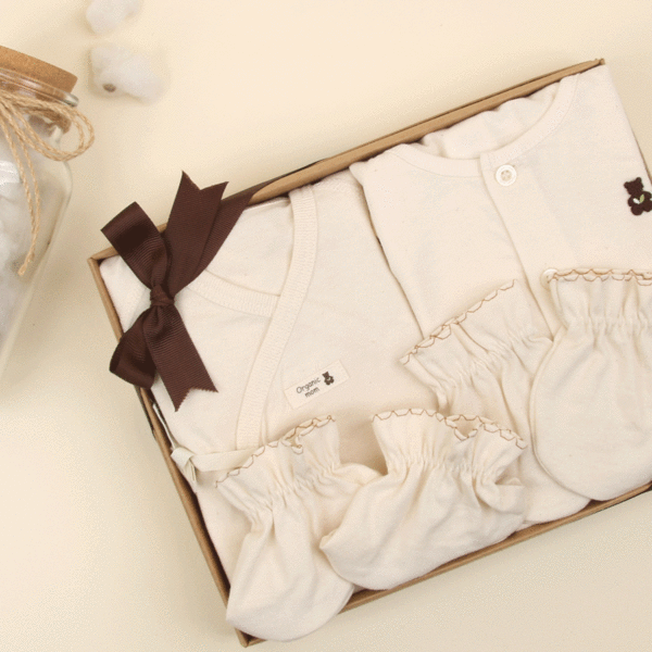 오가닉맘 대표상품 [출산선물]오가닉싱글내의+배내+손발싸개 4종세트(MVR1EE01_SET)